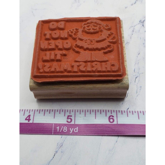 Stampin' Up! Santa Do Not Open Til Christmas Gift Tag Rubber Stamp - Picture 6 of 7